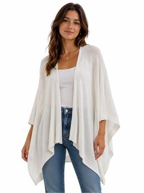 Saks Fifth Avenue Off-White Open Front Kaftan Cardigan One Size Acrylic